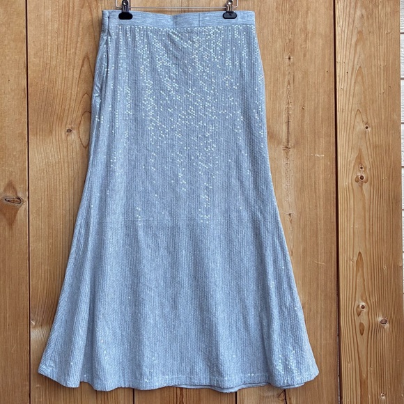 NWOT TWP Gwyneth A-line grey midi-skirt sequin shirt with side zipper size XL - Picture 1 of 5